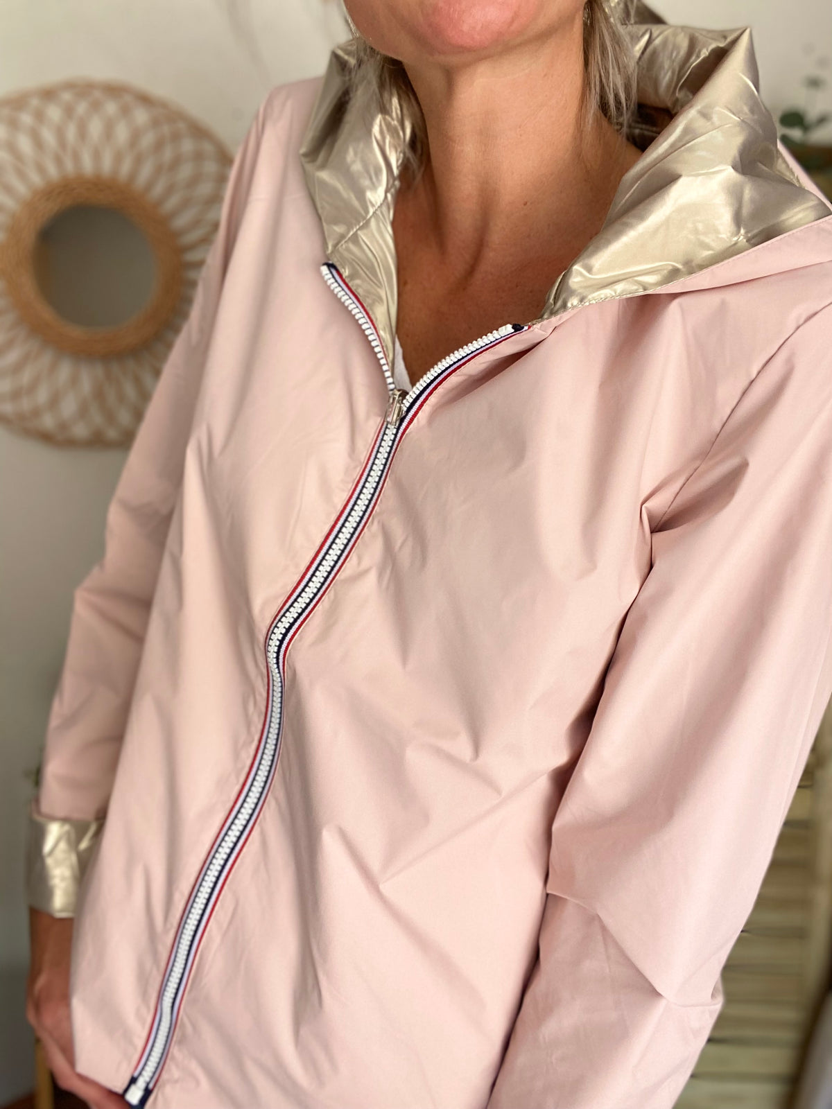 LAURA JO - Imperméable réversible léger GARANCE COURT - Rose/Doré • DÉSTOCKAGE sur Taille XL