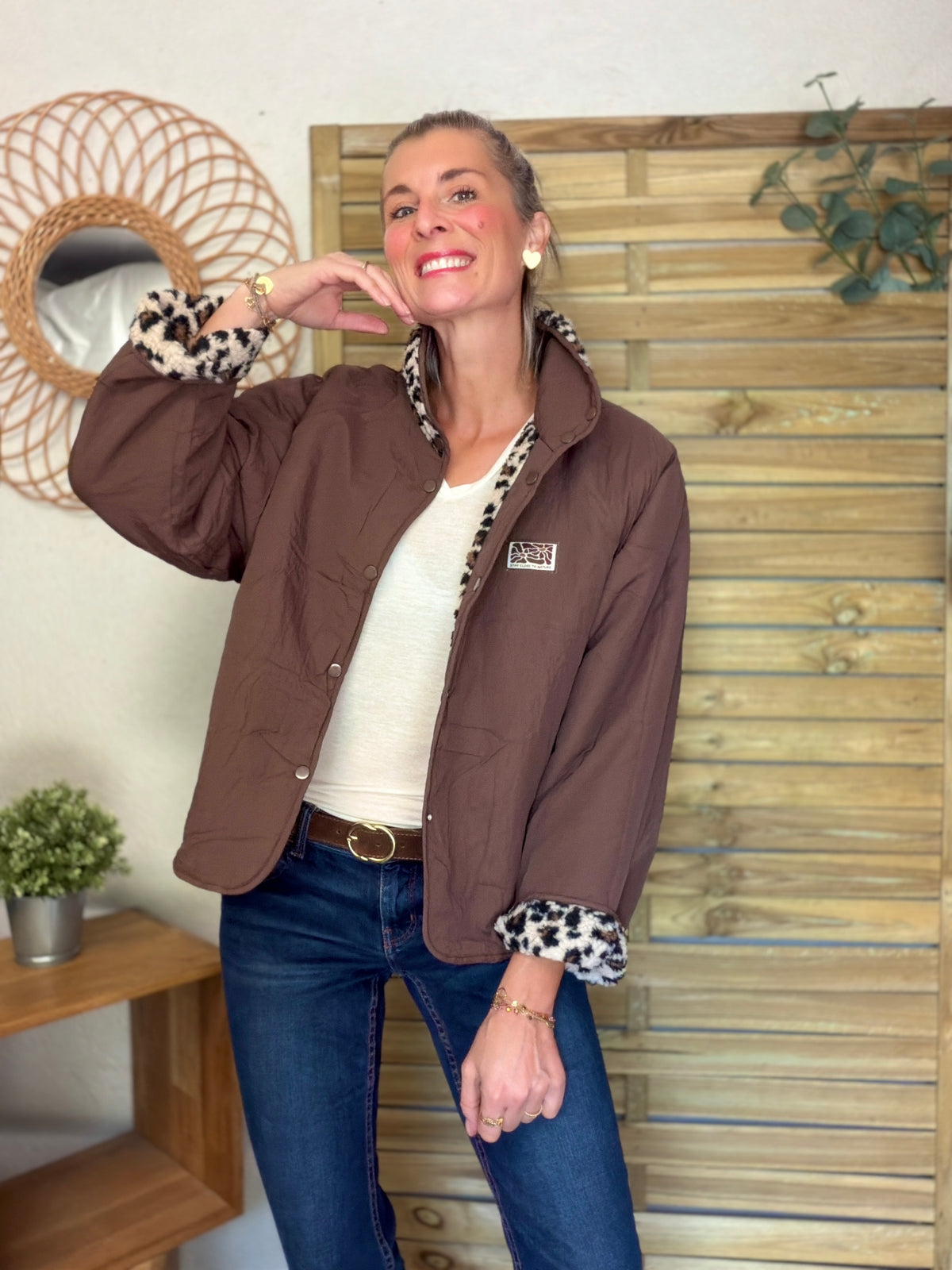Veste matelassée réversible Sherpa AMÉLIE Choco / Léo