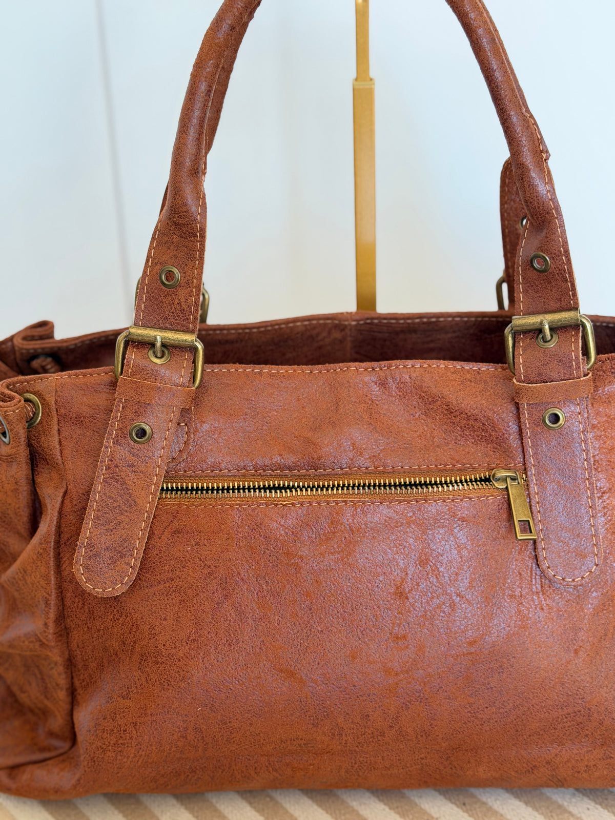 Sac cabas XL en cuir vieilli • COOPER Camel