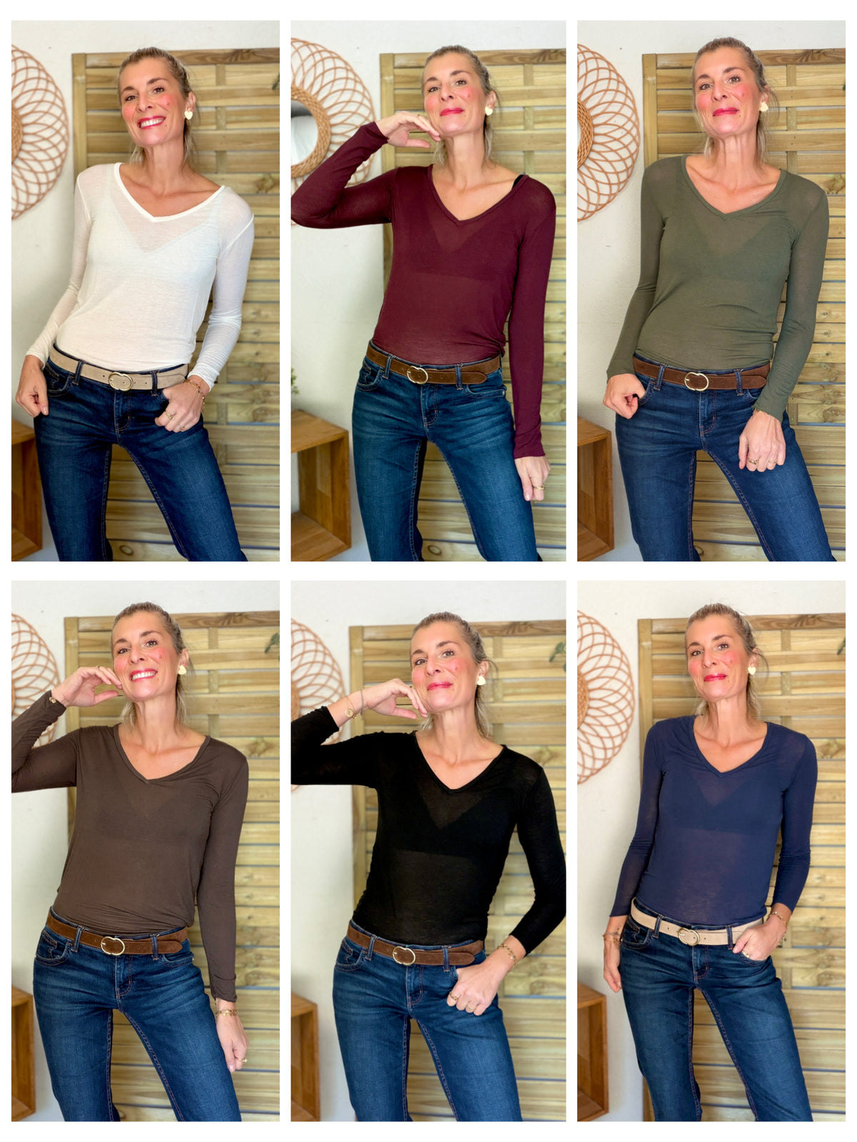 Top cachemire seconde peau manches longues ALBA Écru
