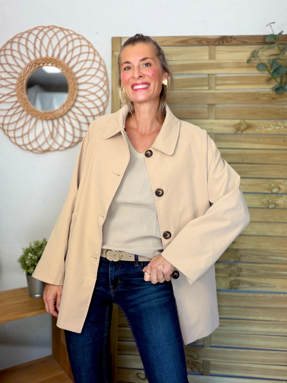 ⚡️ ARRIVAGE • Veste Trench avec capuche amovible, doublure à carreaux GAËLLE Beige