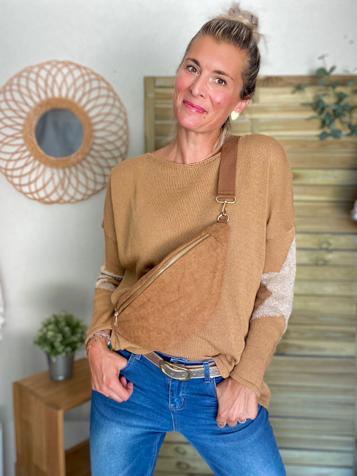 Sac banane XL velours côtelé Ciao Boum - IVY - Camel (20 coloris)