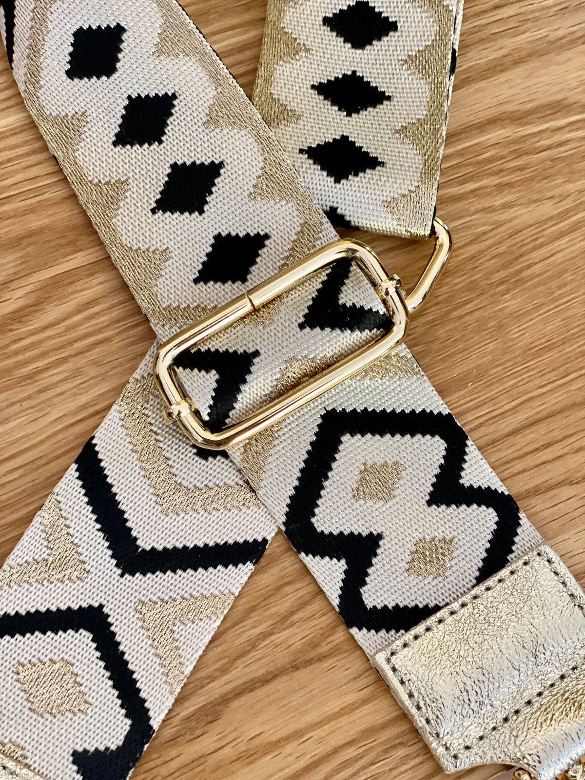 Sangle / Bandoulière en cuir irisé pour sacs / bananes - RACHEL (Losanges horizontaux)