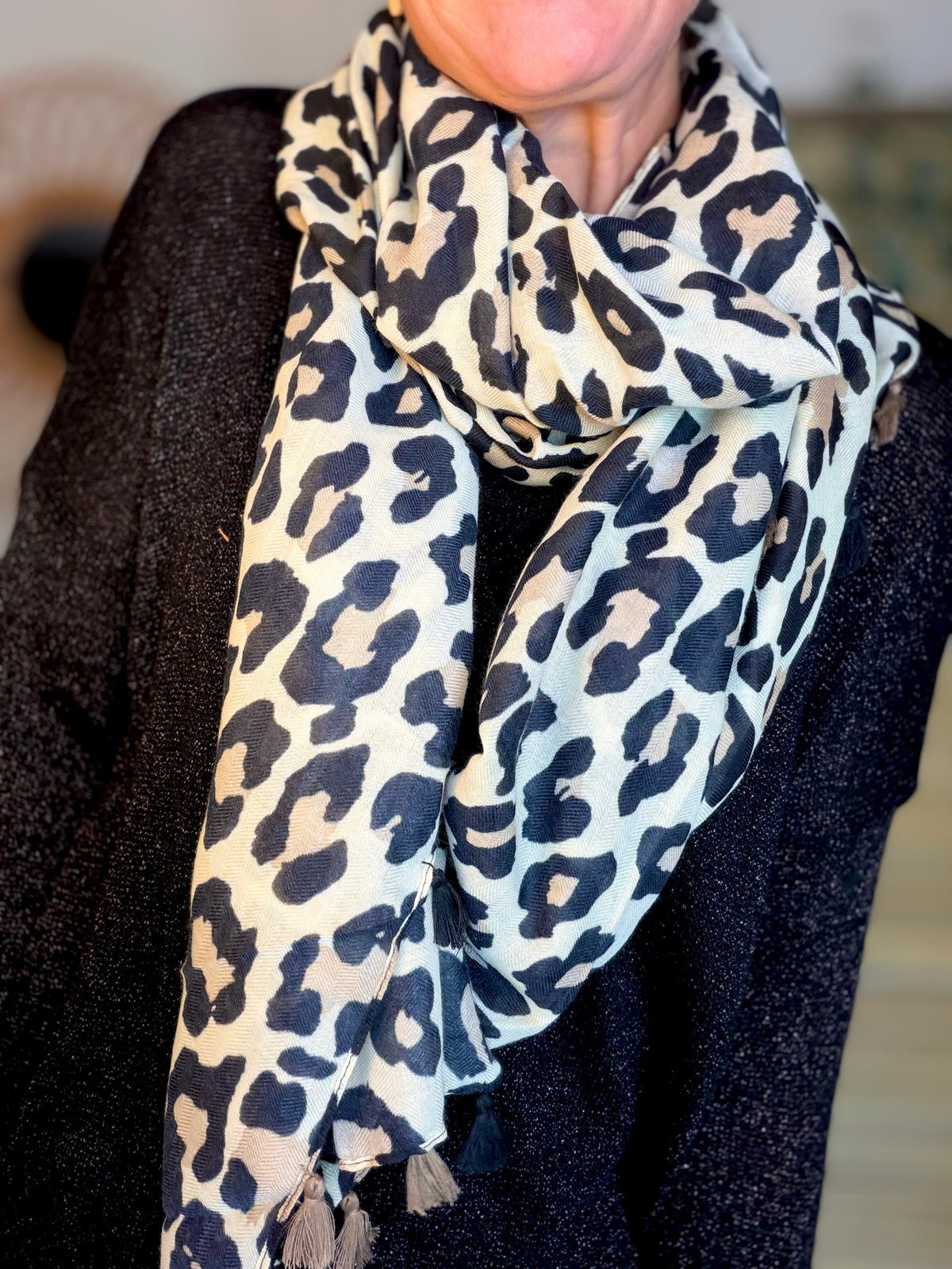 Foulards Léo CLEM - Beige / noir 🐆