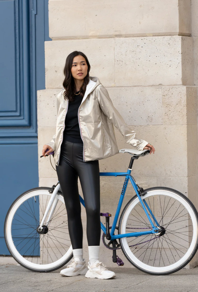 LAURA JO - Imperméable réversible GARANCE COURT léger - Blanc/Doré