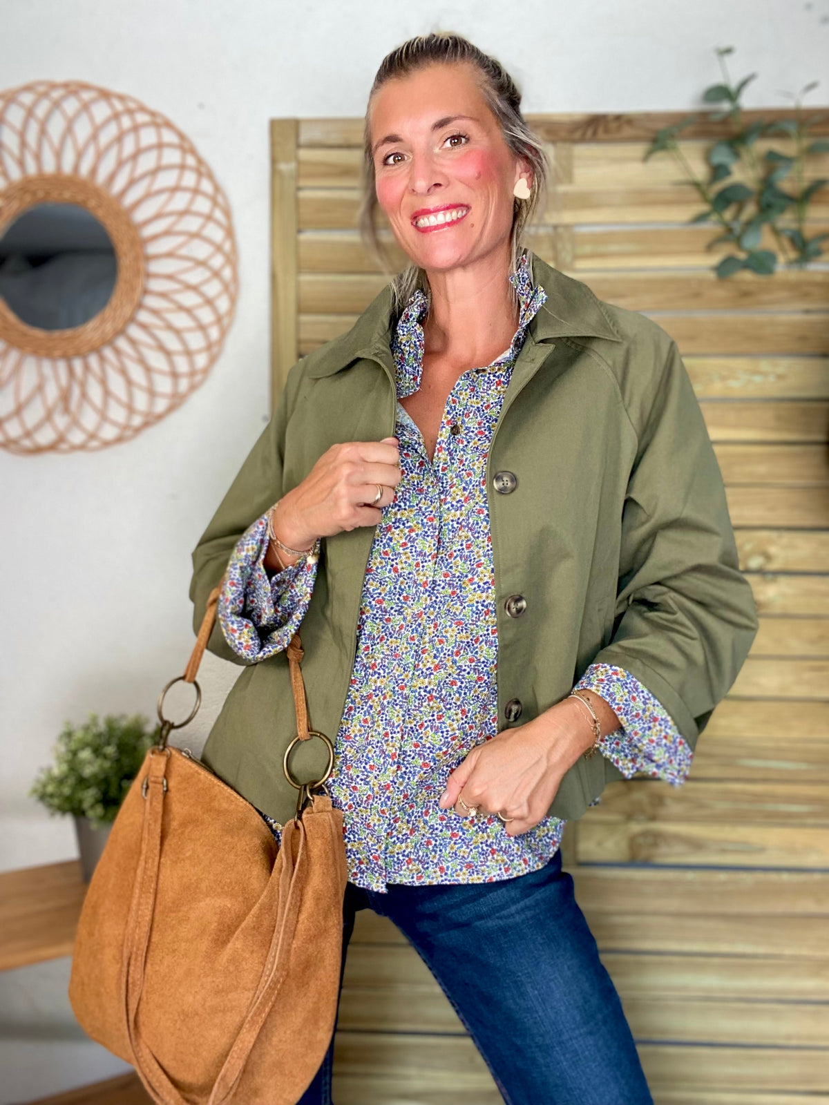 Sac en cuir daim SCOTT - Camel