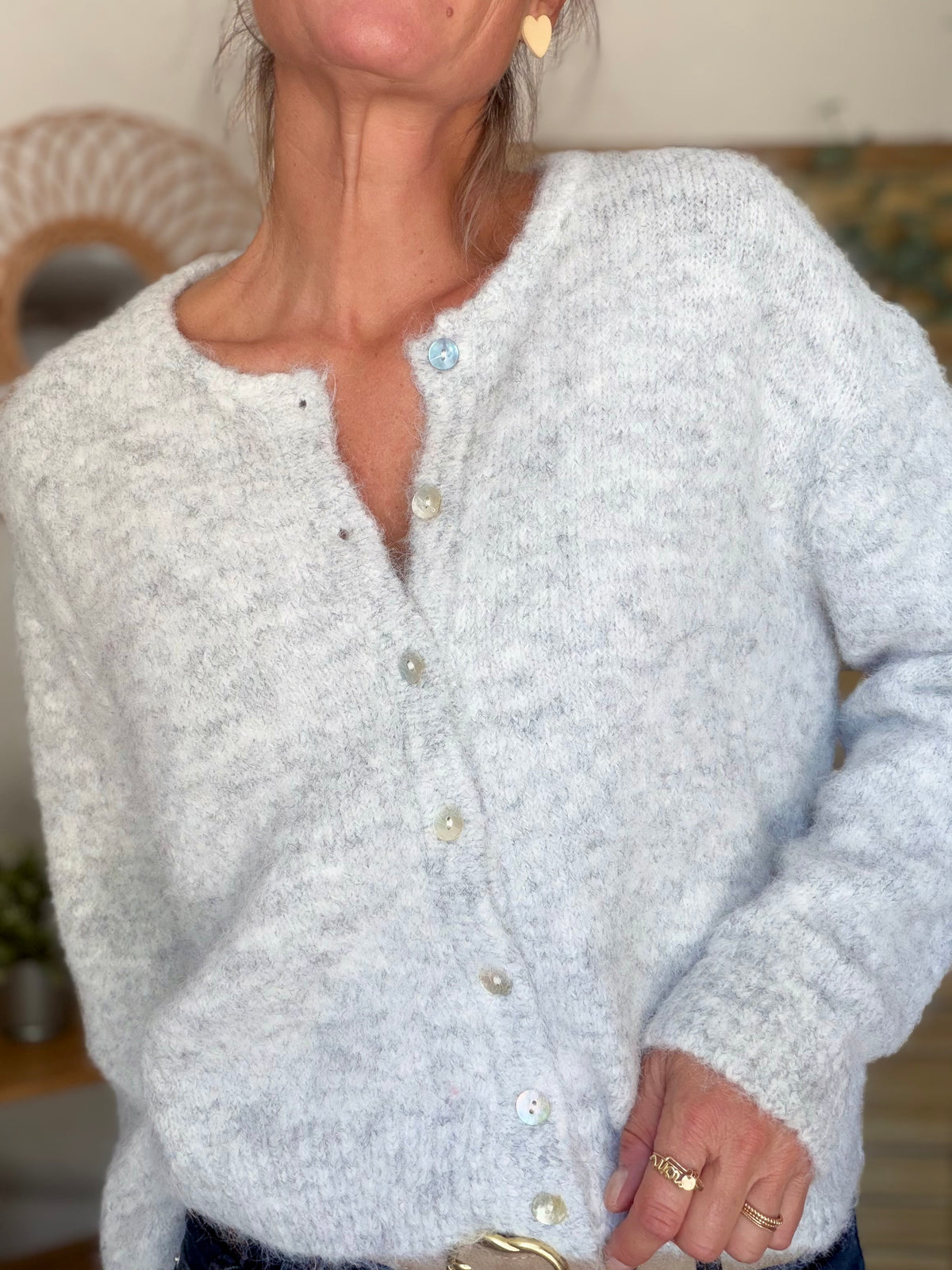 Gilet en maille MERYL - Gris chiné