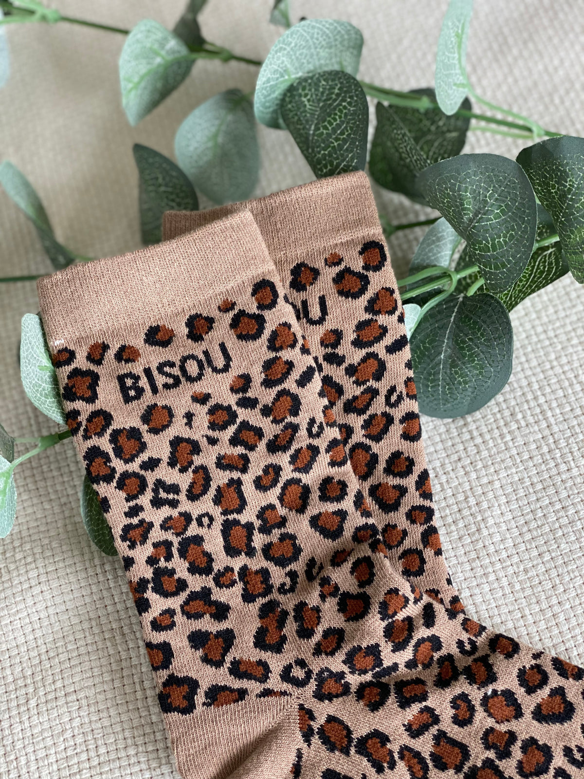 Chaussettes ZORA - Léo🐆 Amour ou Bisou (noir)