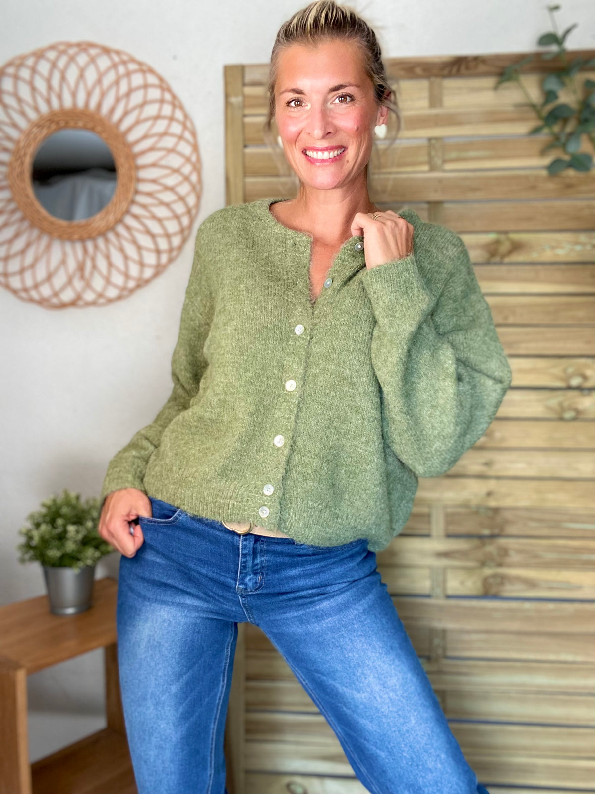 Gilet en maille MERYL - Olive