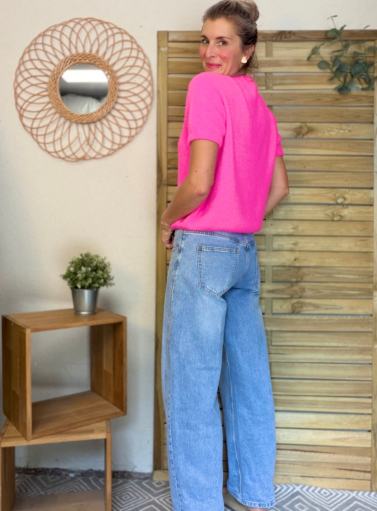 Pantalon Jean coupe barrel LÉON Bleu clair