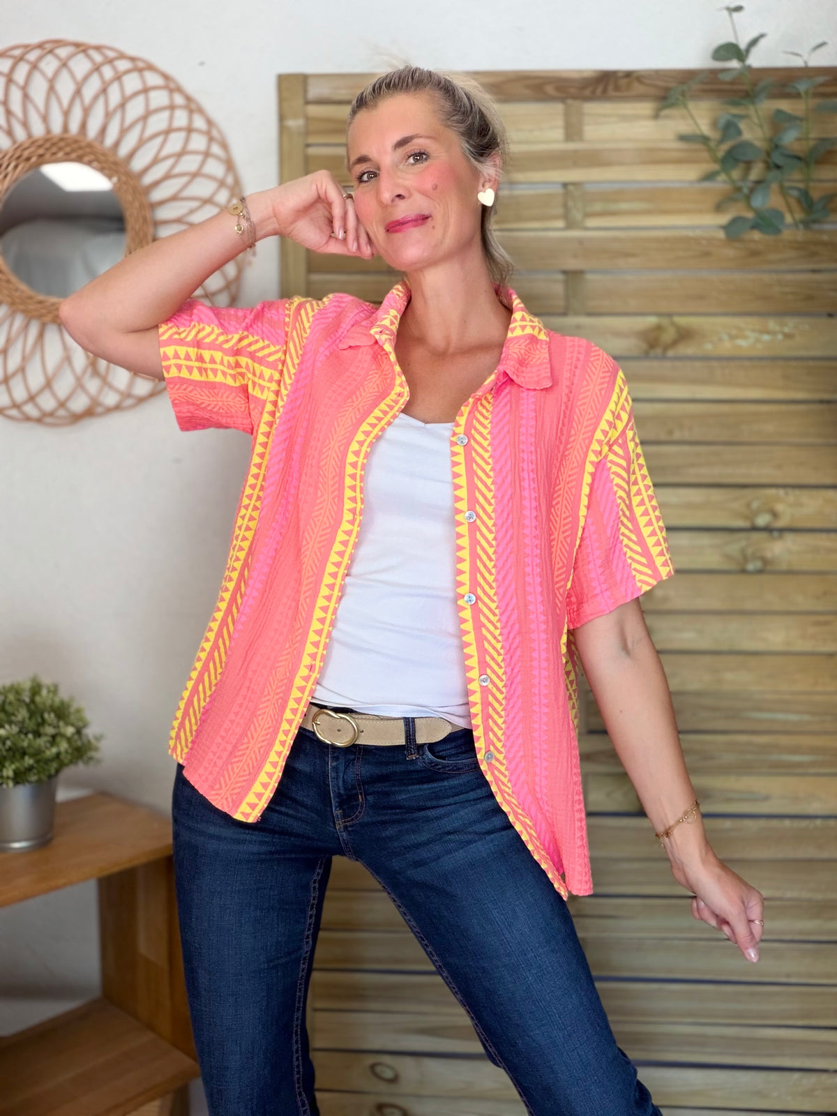 Chemise rayée en gaze de coton ROSIBEL - FIN DE SÉRIE