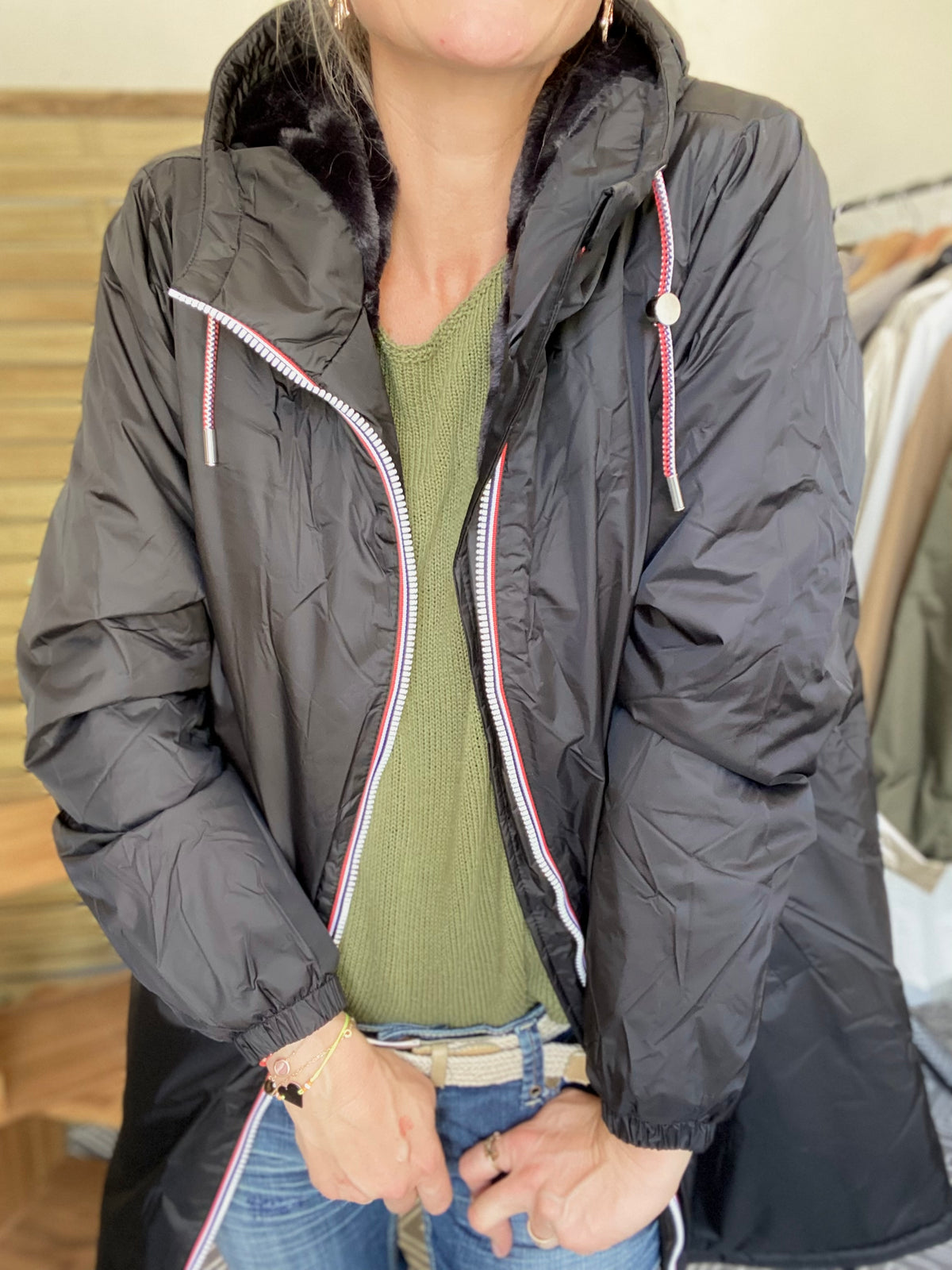 LAURA JO - Parka Imperméable THELMA LONG fourrée - Noir