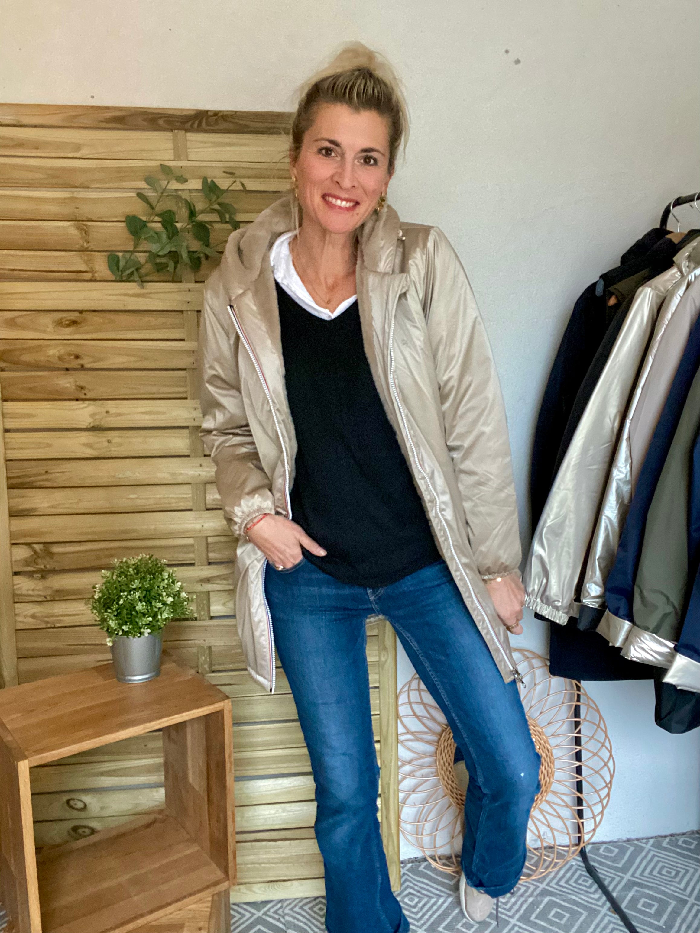 LAURA JO - Parka Imperméable LOUISE LONG fourré - Sable irisé