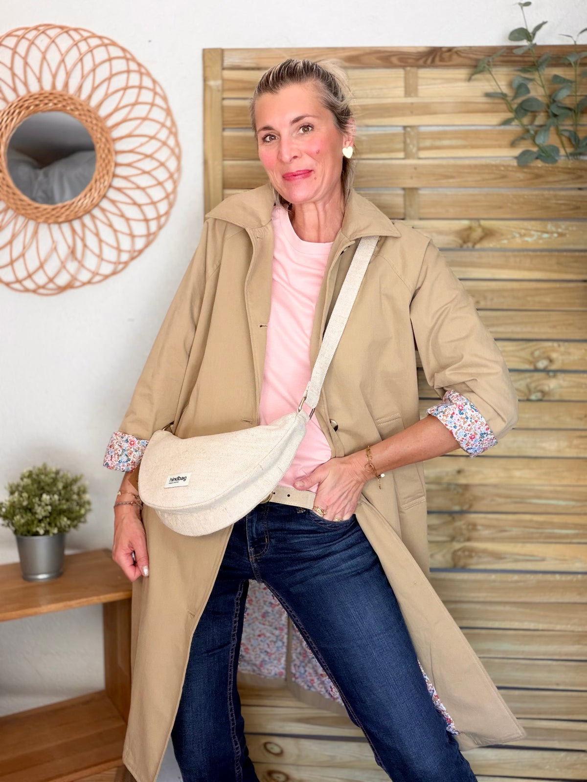 Veste Trench mi long en coton Camel avec Liberty CALLIE