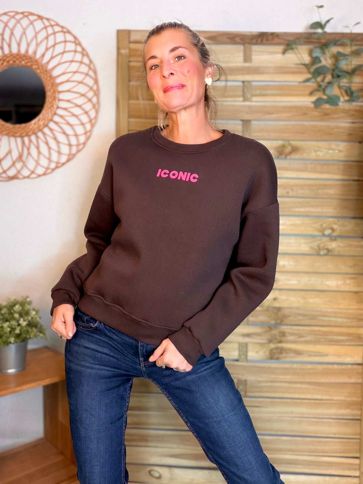 Sweat ICONIC molleton CAPUCINE - Chocolat