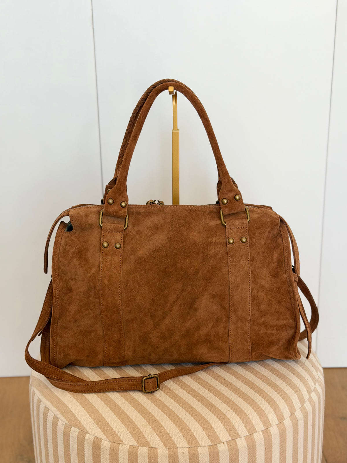 Sac cabas XL en cuir daim • HUNTER Camel