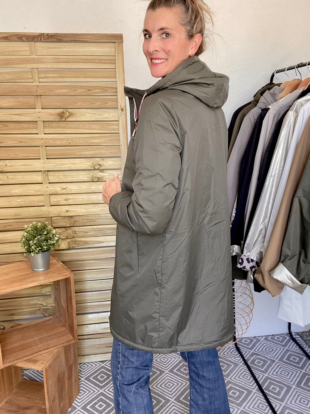 LAURA JO - Parka Imperméable THELMA LONG fourrée - Kaki • DÉSTOCKAGE sur Taille XL