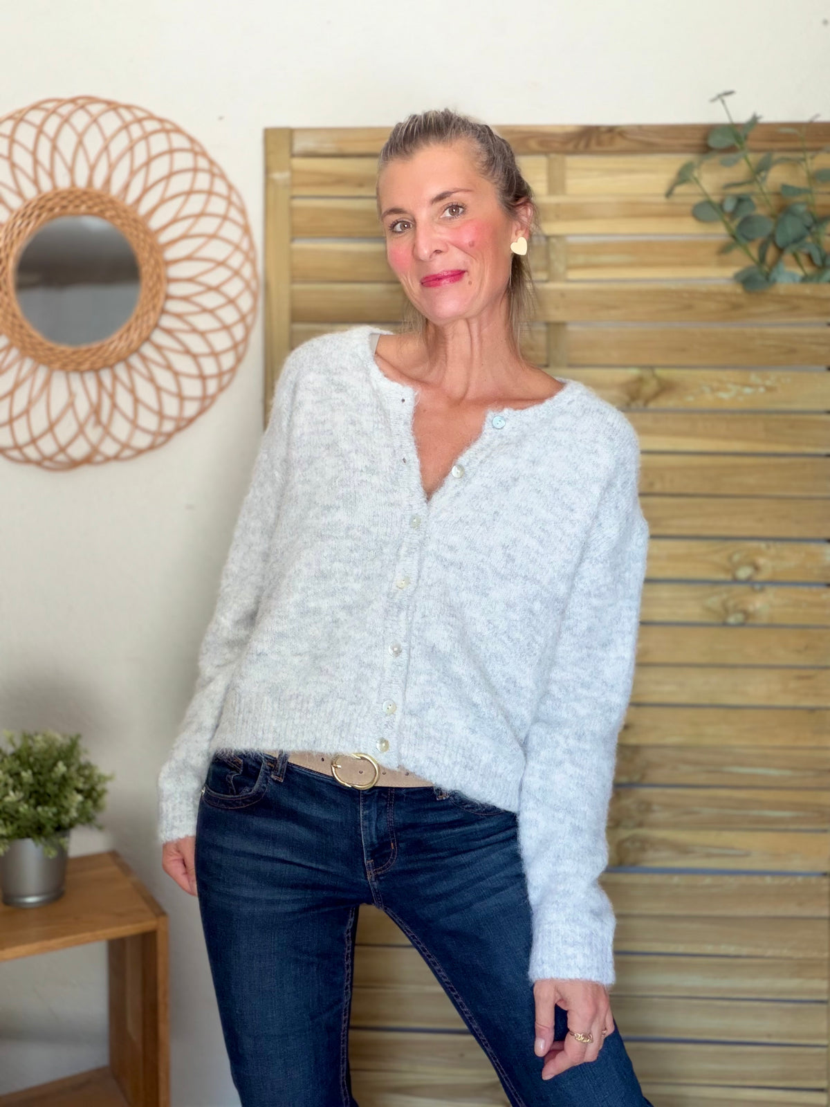 Gilet en maille MERYL - Gris chiné