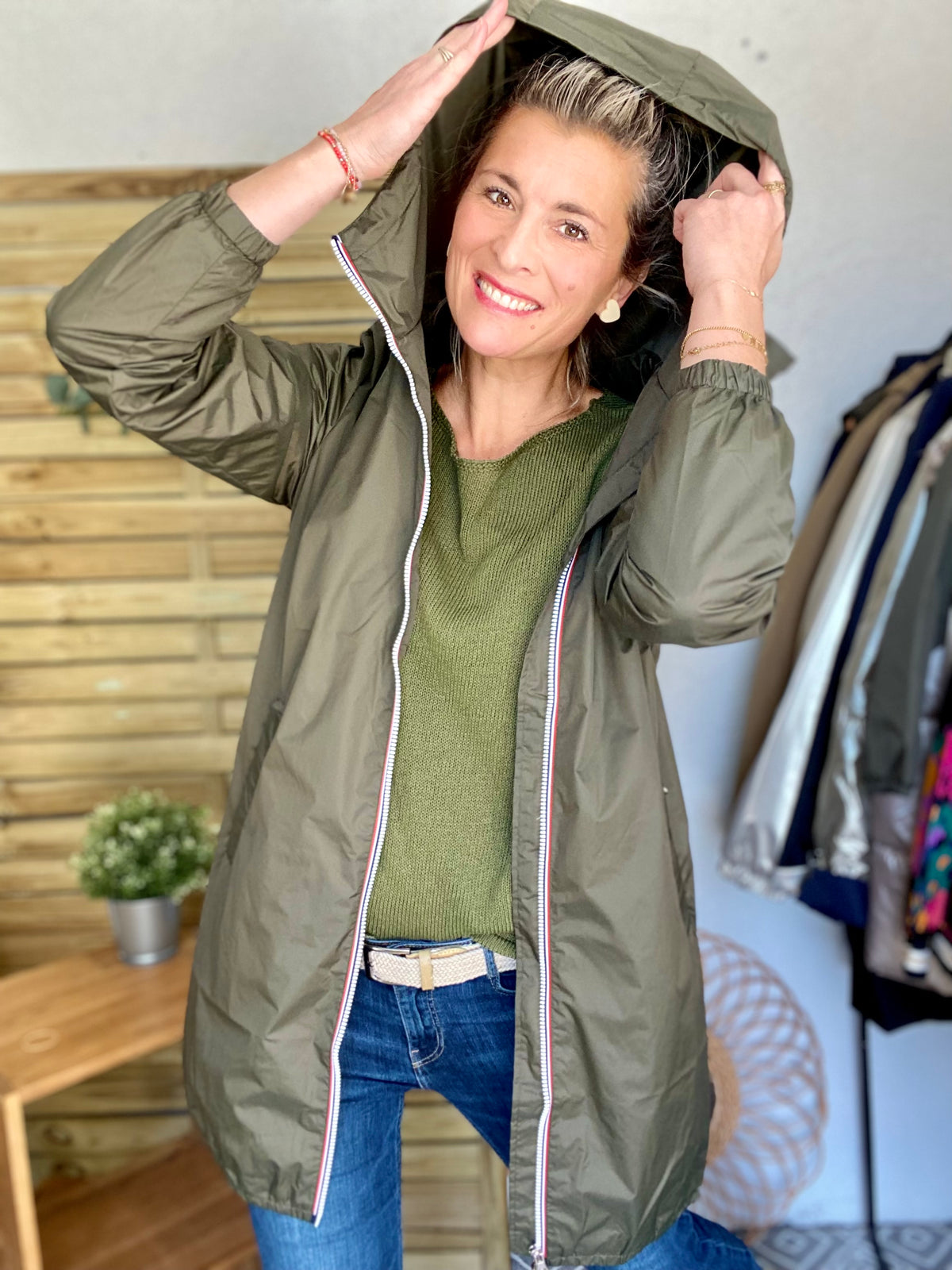 Imperméable mi-saison doublé SOLINE LONG - Kaki - LAURA JO - FIN DE SÉRIE