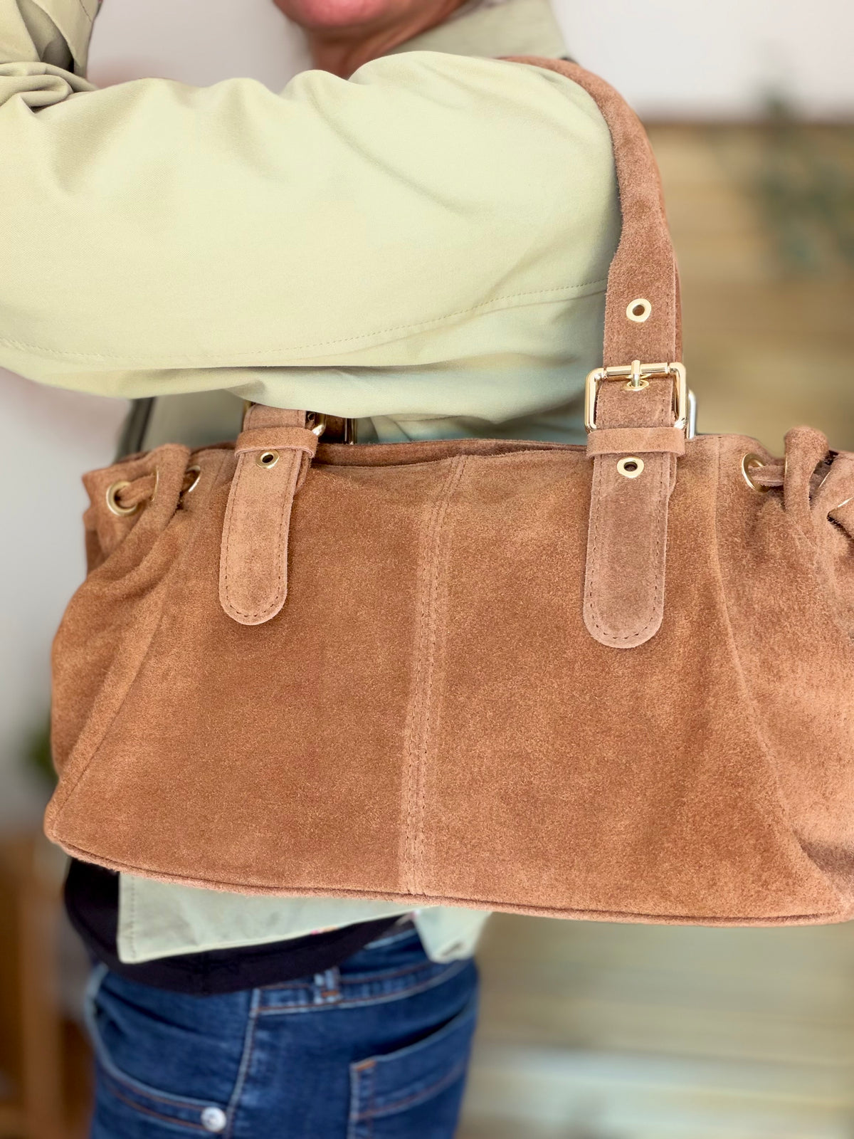 Sac à main en cuir daim GERY - Camel
