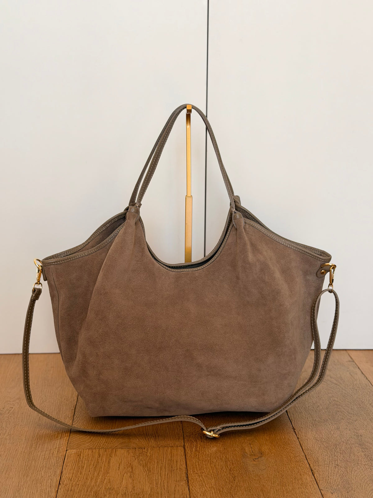 Sac cabas XXL en cuir daim souple • AUSTIN Taupe