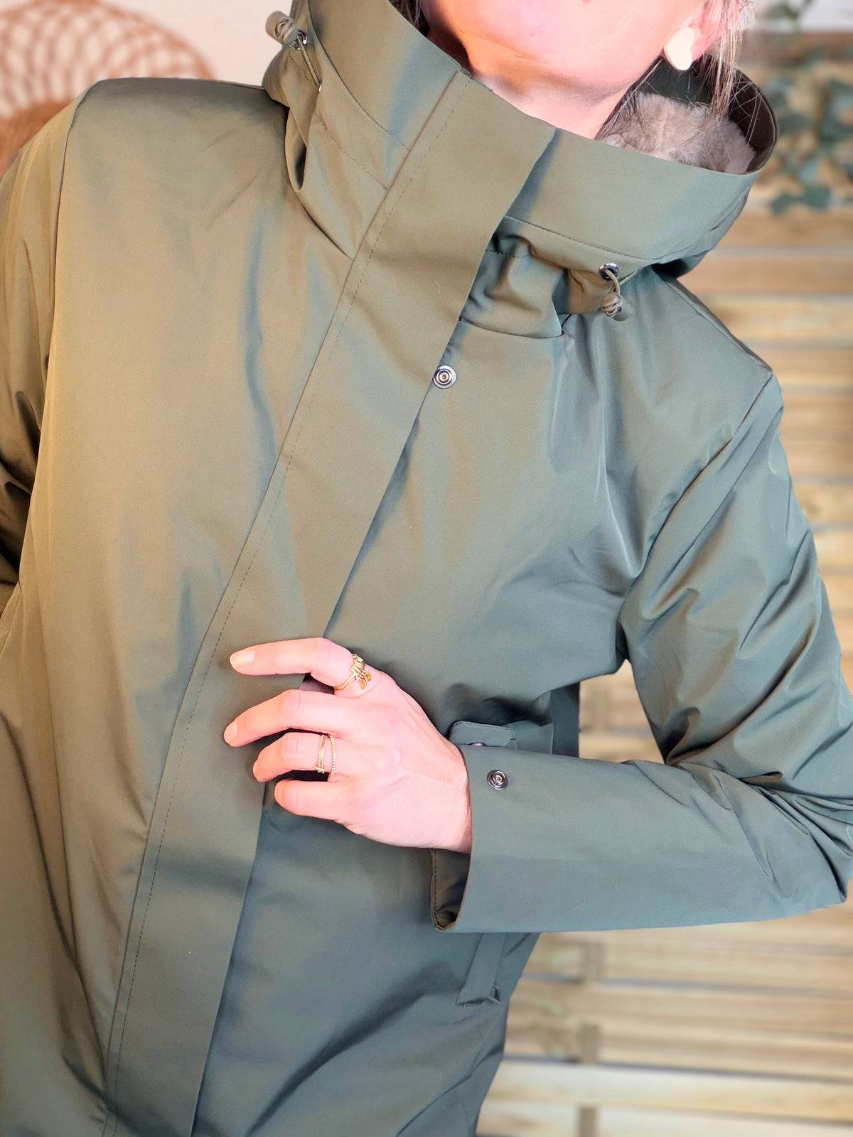 LAURA JO - Parka fourrée imperméable AMBRE LONG - Kaki / Beige