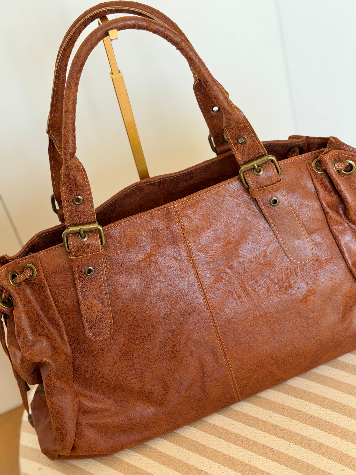 Sac cabas XL en cuir vieilli • COOPER Camel