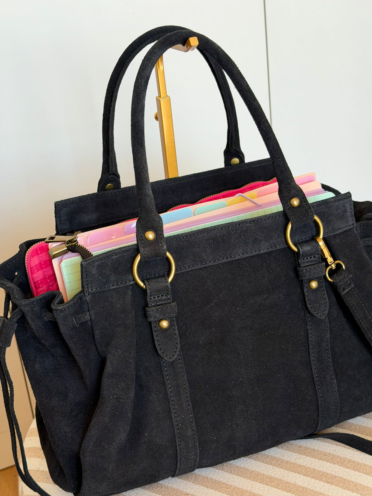 Sac cabas XL en cuir daim • PARKER Noir