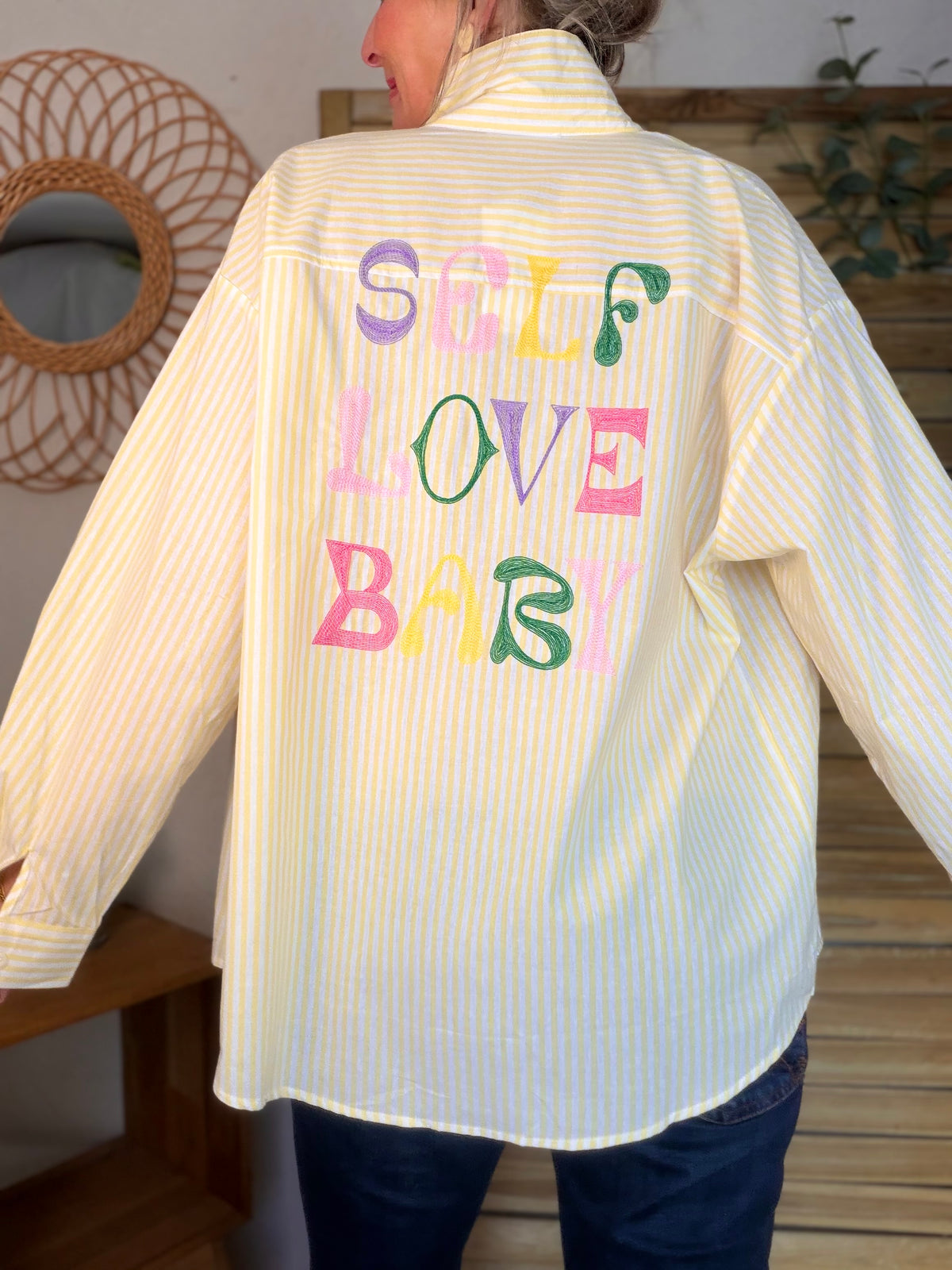 Chemise jaune rayée brodée SELF LOVE BABY - VITA - FIN DE SÉRIE