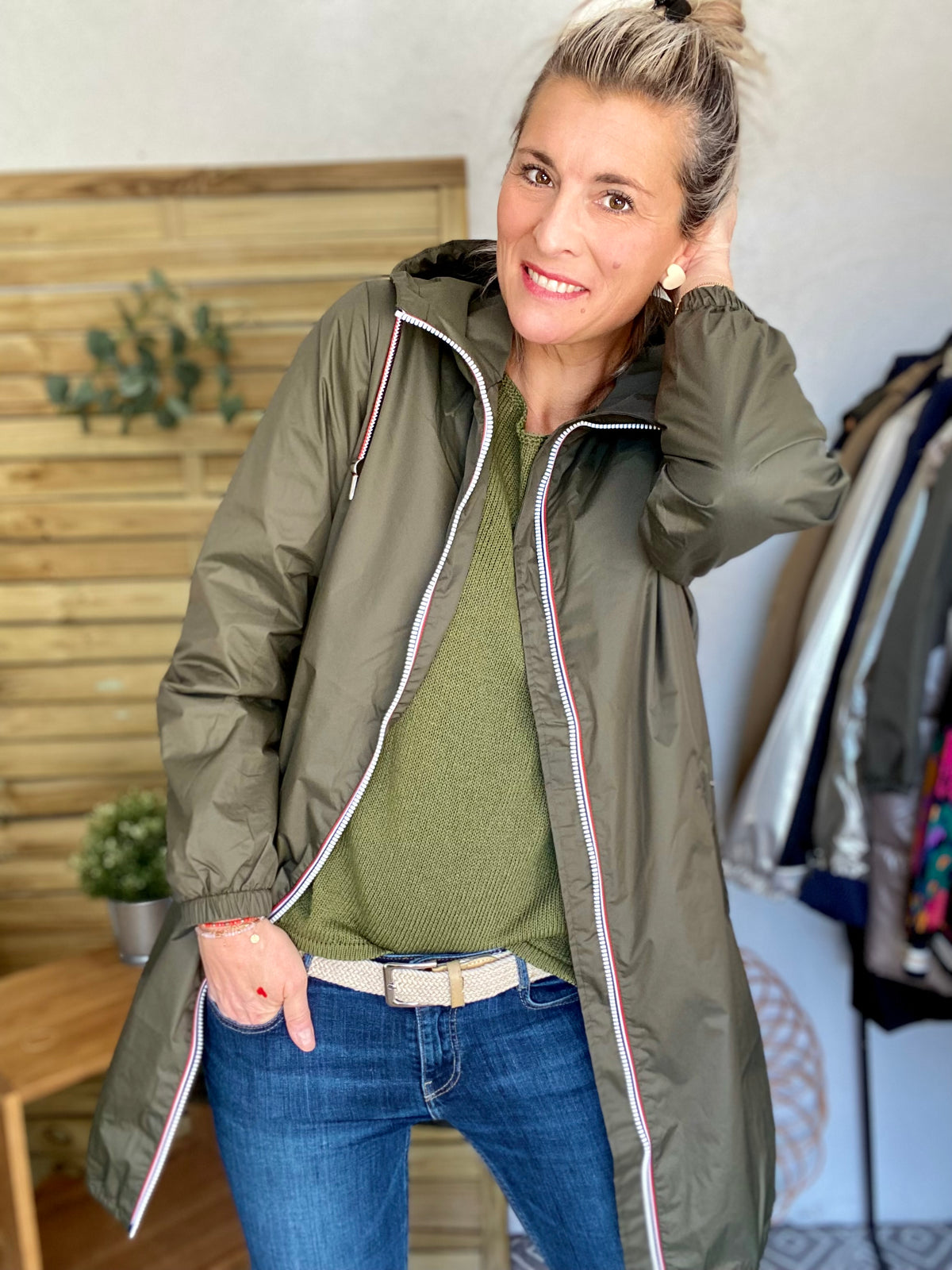 Imperméable mi-saison doublé SOLINE LONG - Kaki - LAURA JO - FIN DE SÉRIE