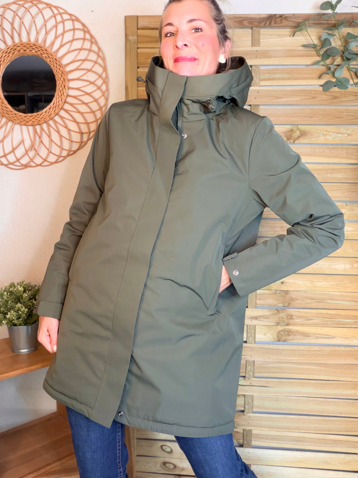 LAURA JO - Parka fourrée imperméable AMBRE LONG - Kaki / Beige