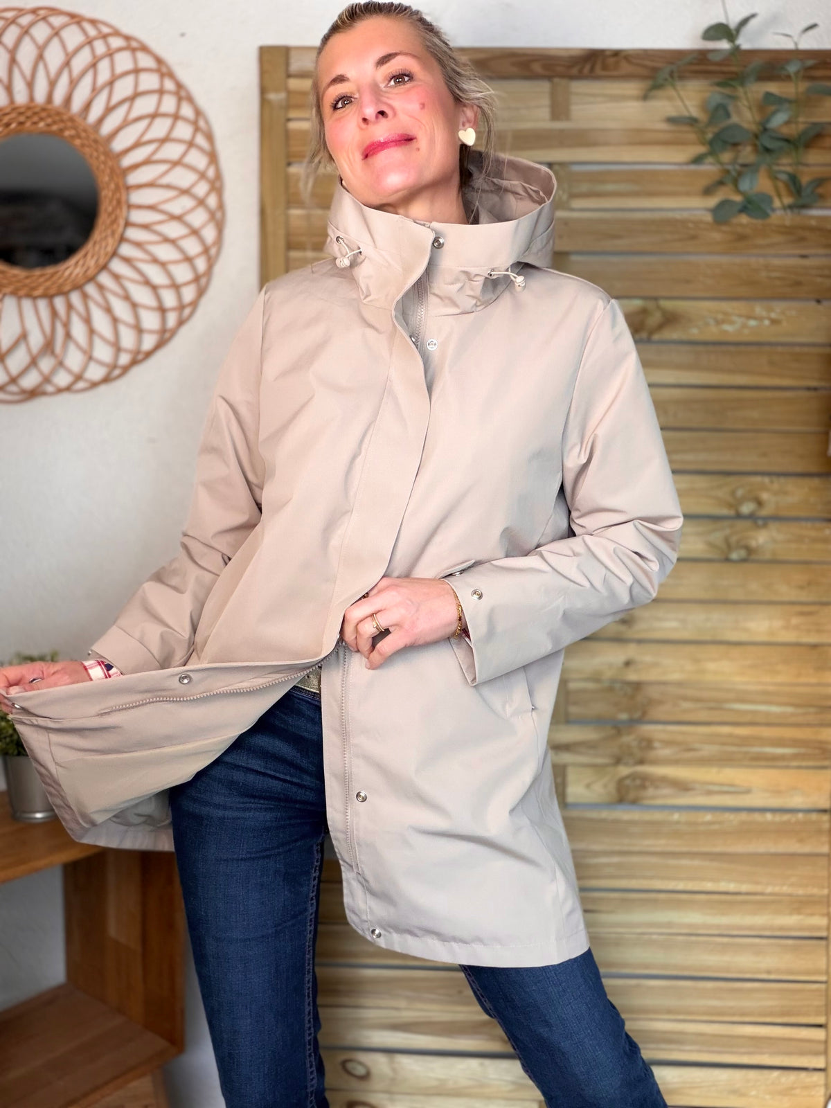 LAURA JO - Imperméable LAURENCE long - Beige • DÉSTOCKAGE