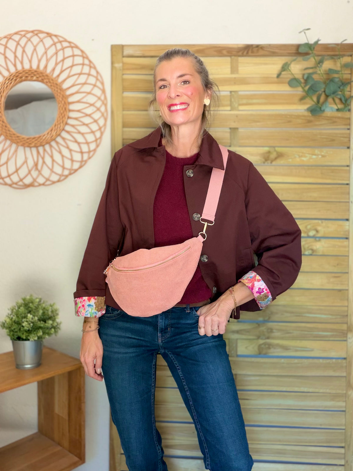 Veste Trench en coton Bordeaux fleuri - MAHAUT - LILI et LALA