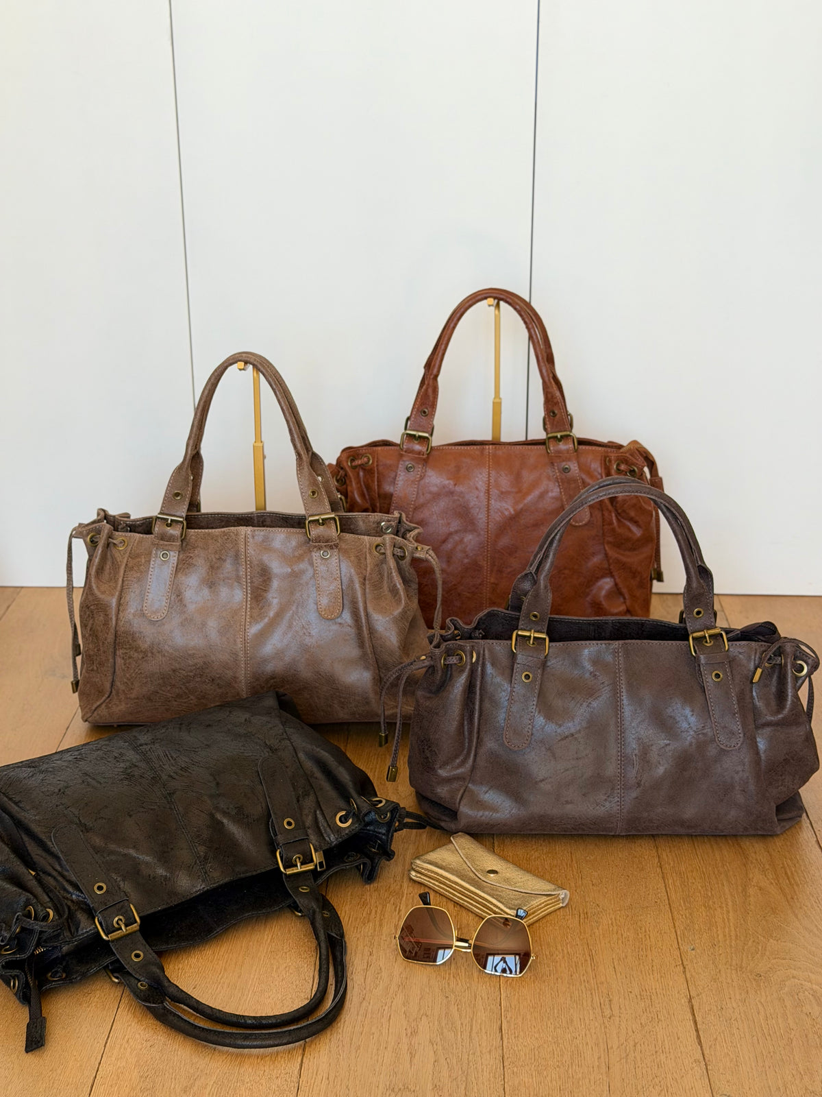 Sac cabas XL en cuir vieilli • COOPER Taupe
