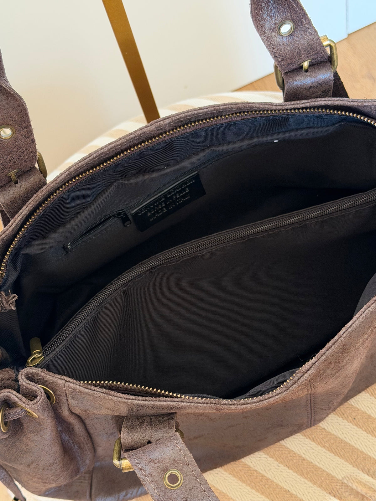 Sac cabas XL en cuir vieilli • COOPER Chocolat