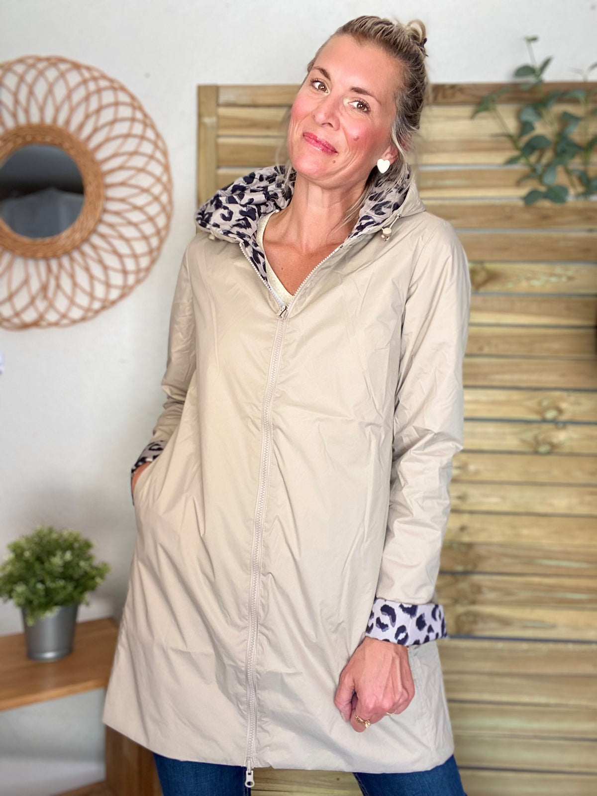 LAURA JO - Imperméable réversible rembourré LOUISON LONG - Beige / Léo