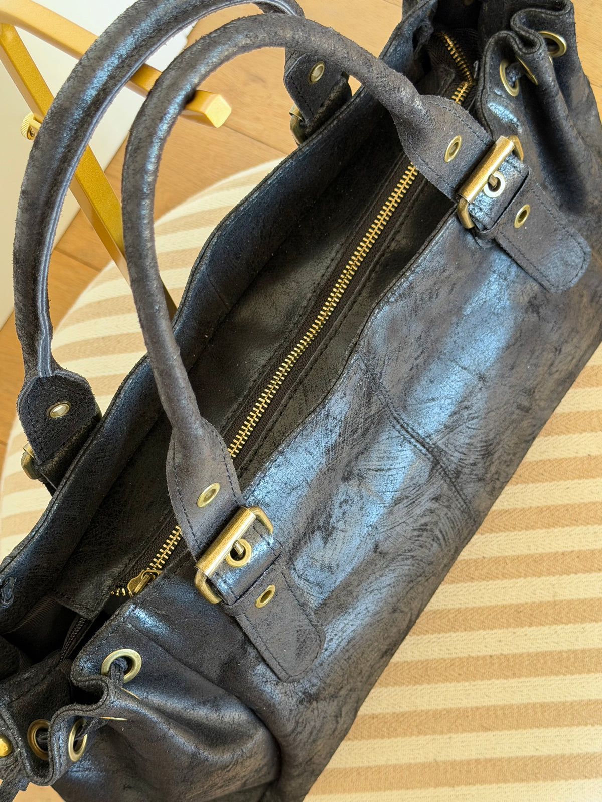Sac cabas XL en cuir vieilli • COOPER Noir