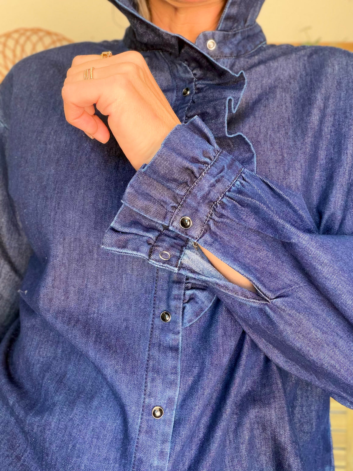 Chemise Denim brut col victorien SOPHIE