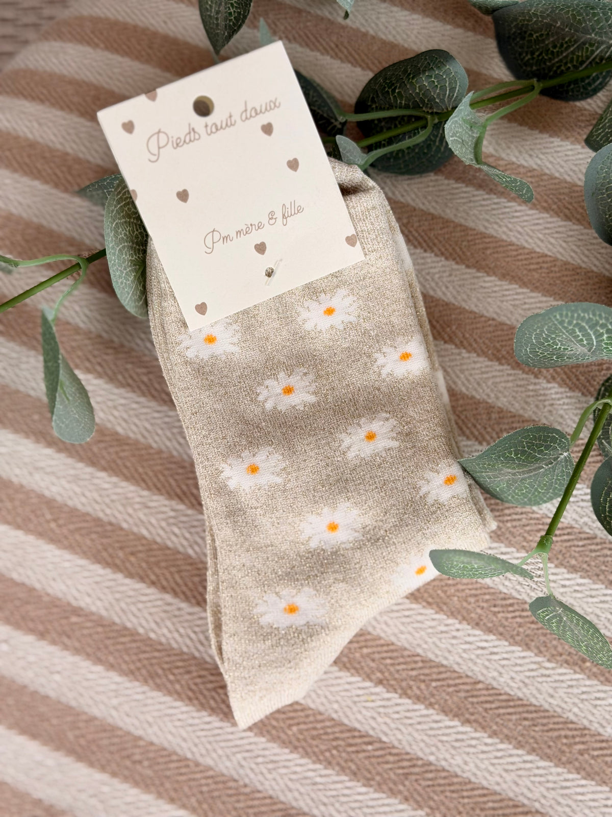 Chaussettes scintillantes glitter ZIA - Cerise 🍒 / Pâquerettes 🌼