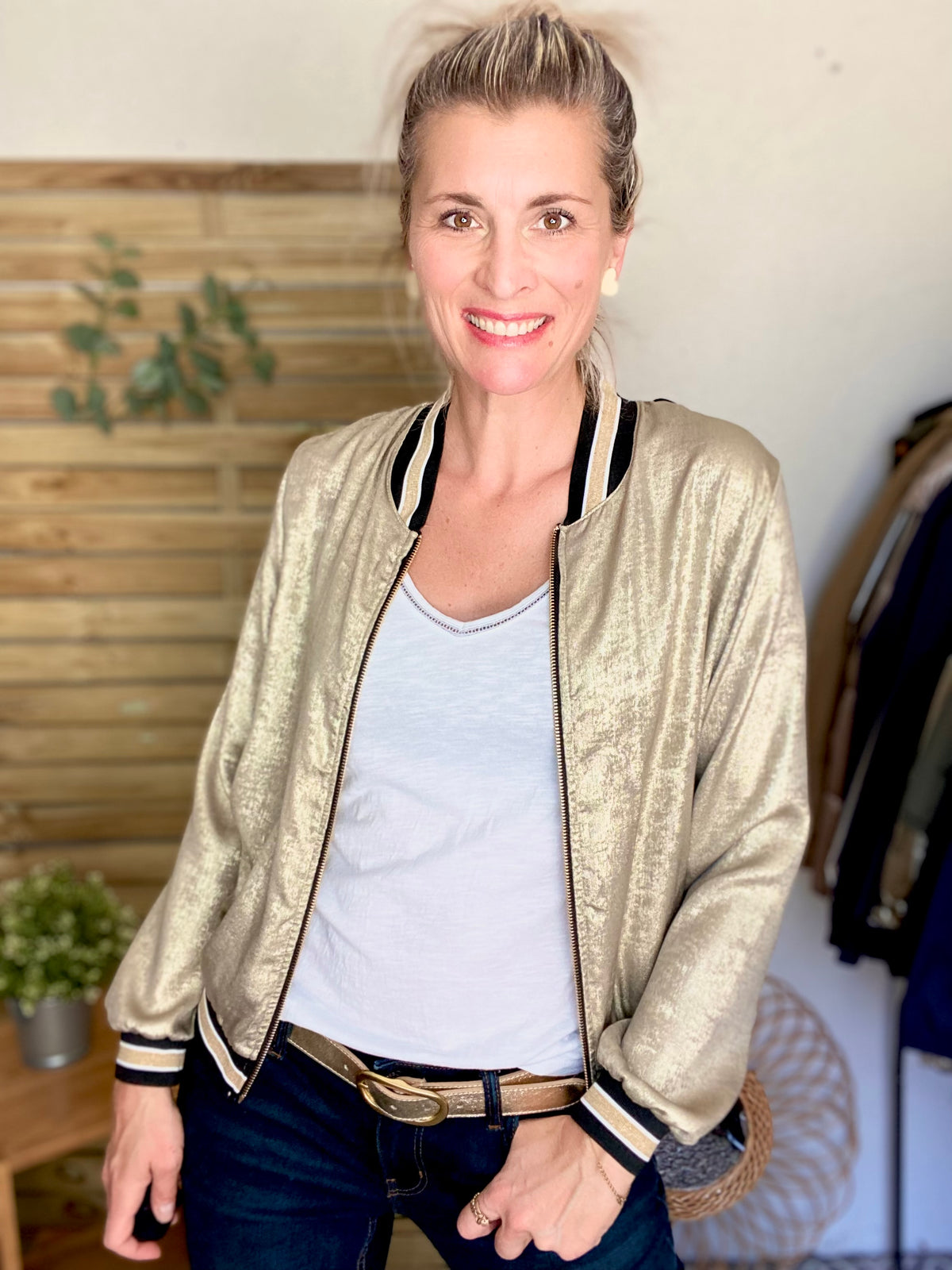Veste bombers léger EMILY - Doré