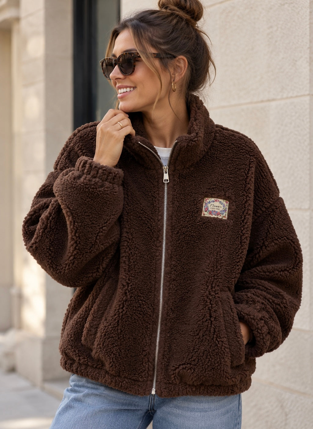 ⚡️ ARRIVAGE • Veste teddy Sherpa zippée LÉONIE Chocolat