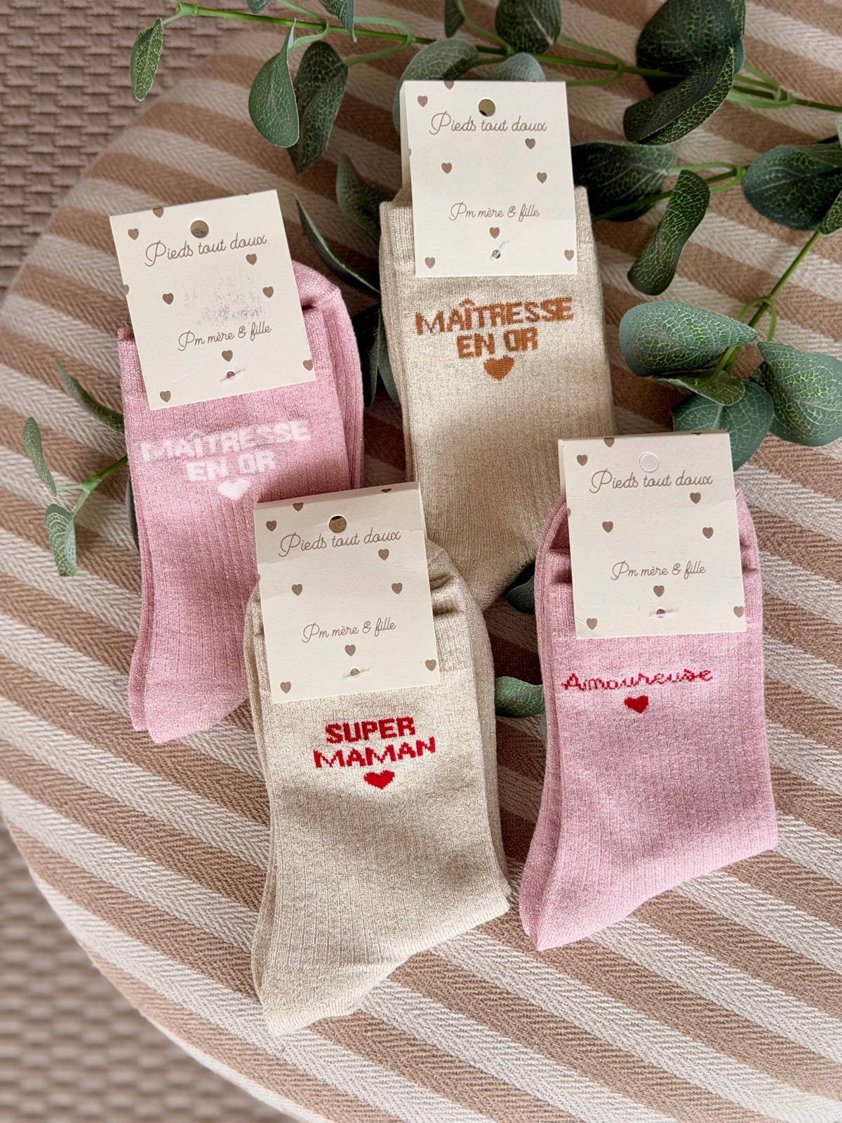 Chaussettes scintillantes glitter ZIA - Maîtresse / Maman / Amoureuse