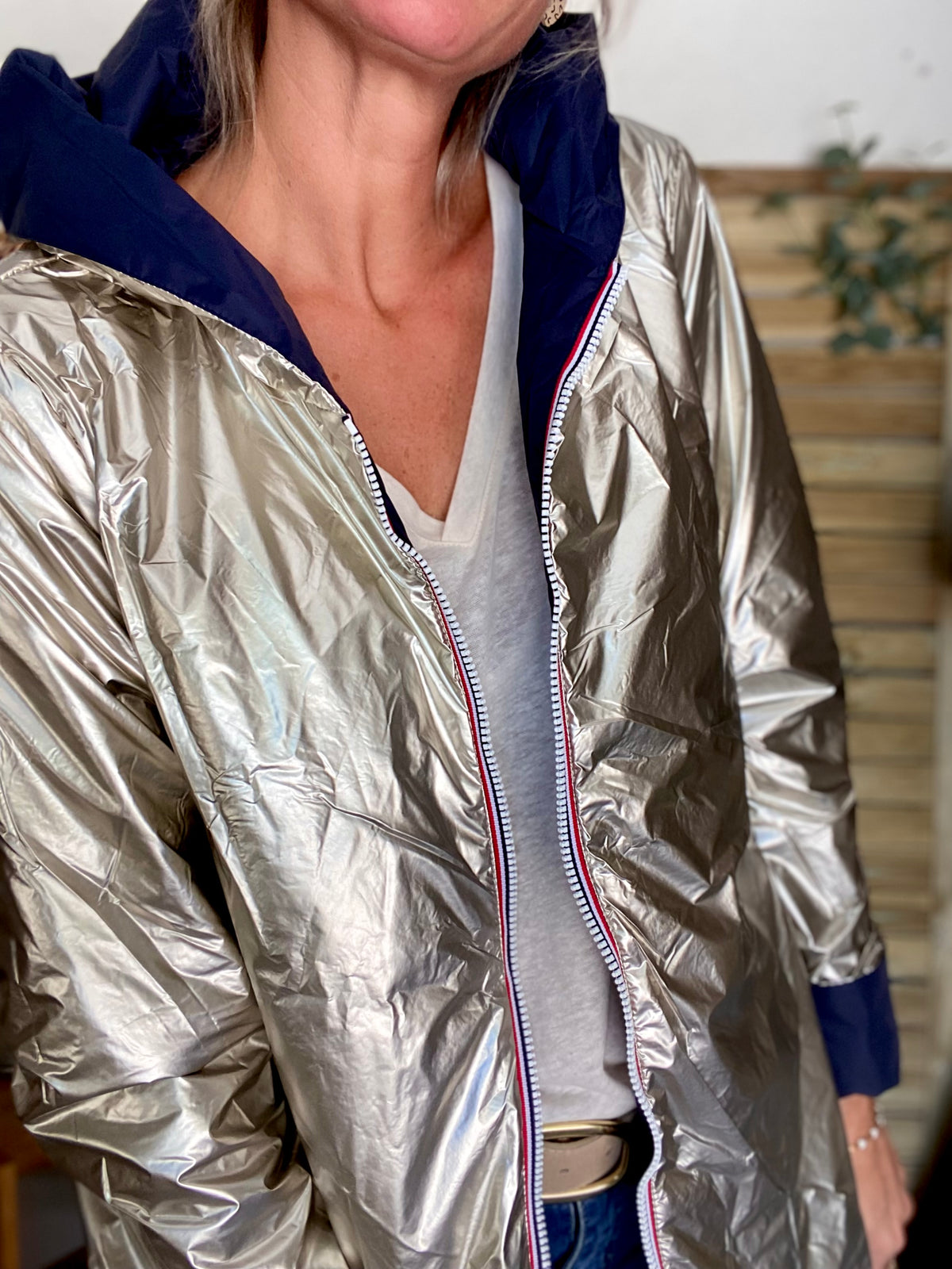 LAURA JO - Imperméable réversible rembourré LOUISON LONG - Marine/Doré