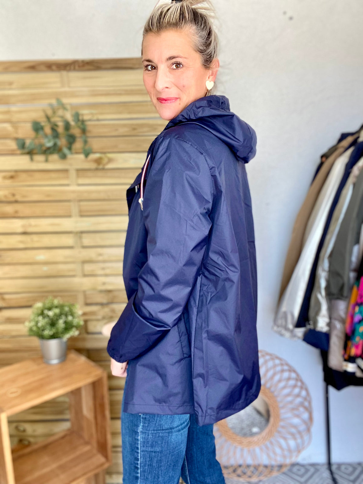Imperméable mi-saison doublé SOLINE MI-LONG - Bleu marine - LAURA JO - FIN DE SÉRIE