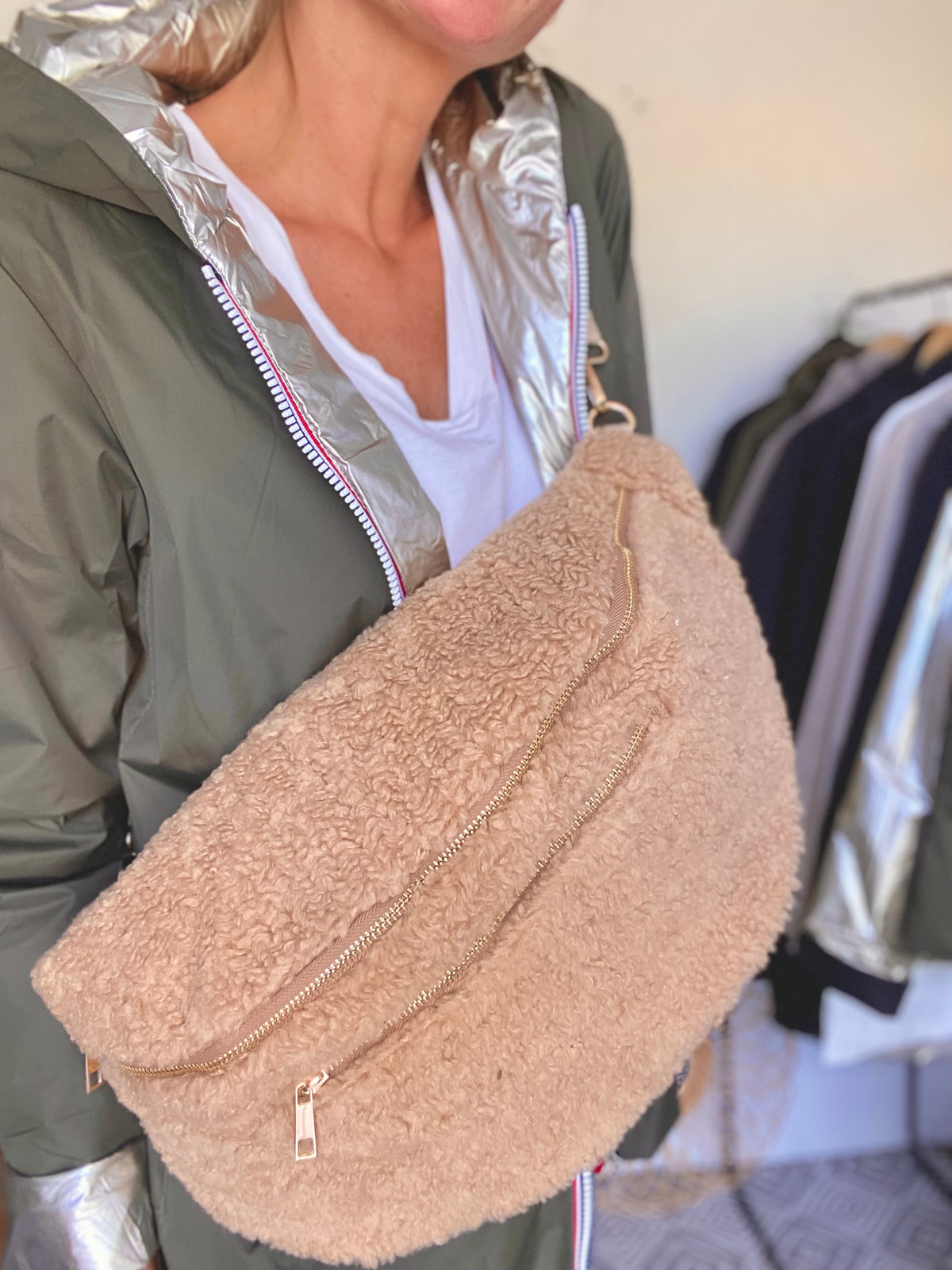 Sac banane XXL Moumoute Ciao Boum CASSIE -  Beige Taupe