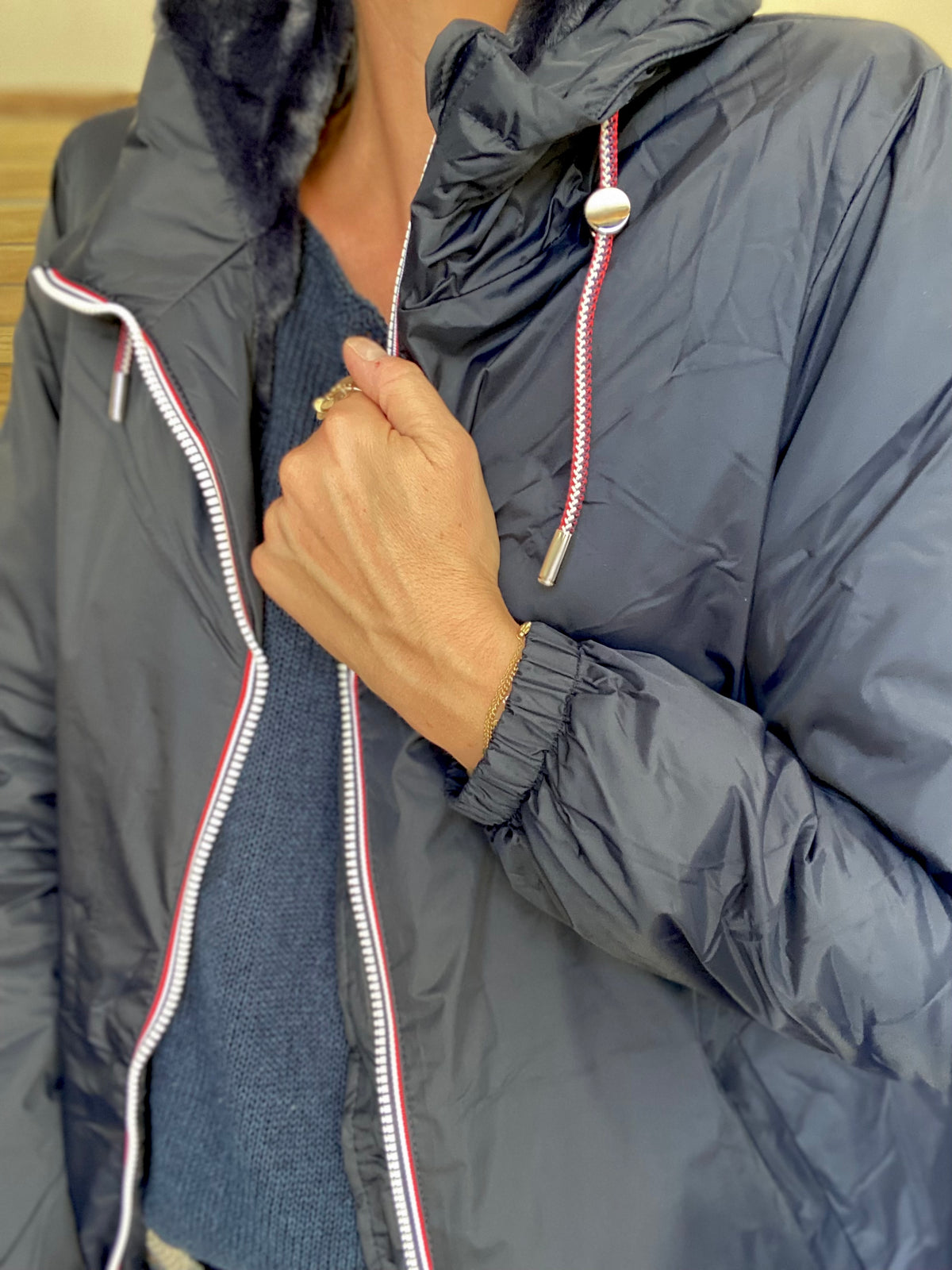 LAURA JO - Parka Imperméable THELMA LONG fourrée - Bleu marine • DÉSTOCKAGE sur Taille XL
