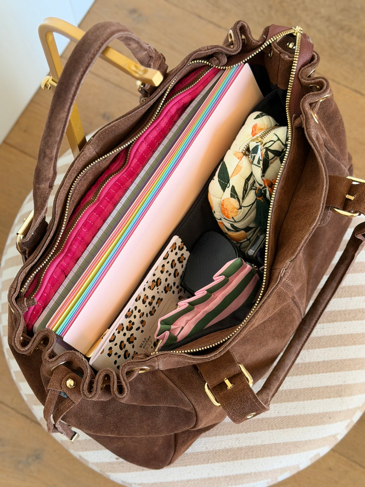 Sac cabas XL en cuir daim • JASPER Café