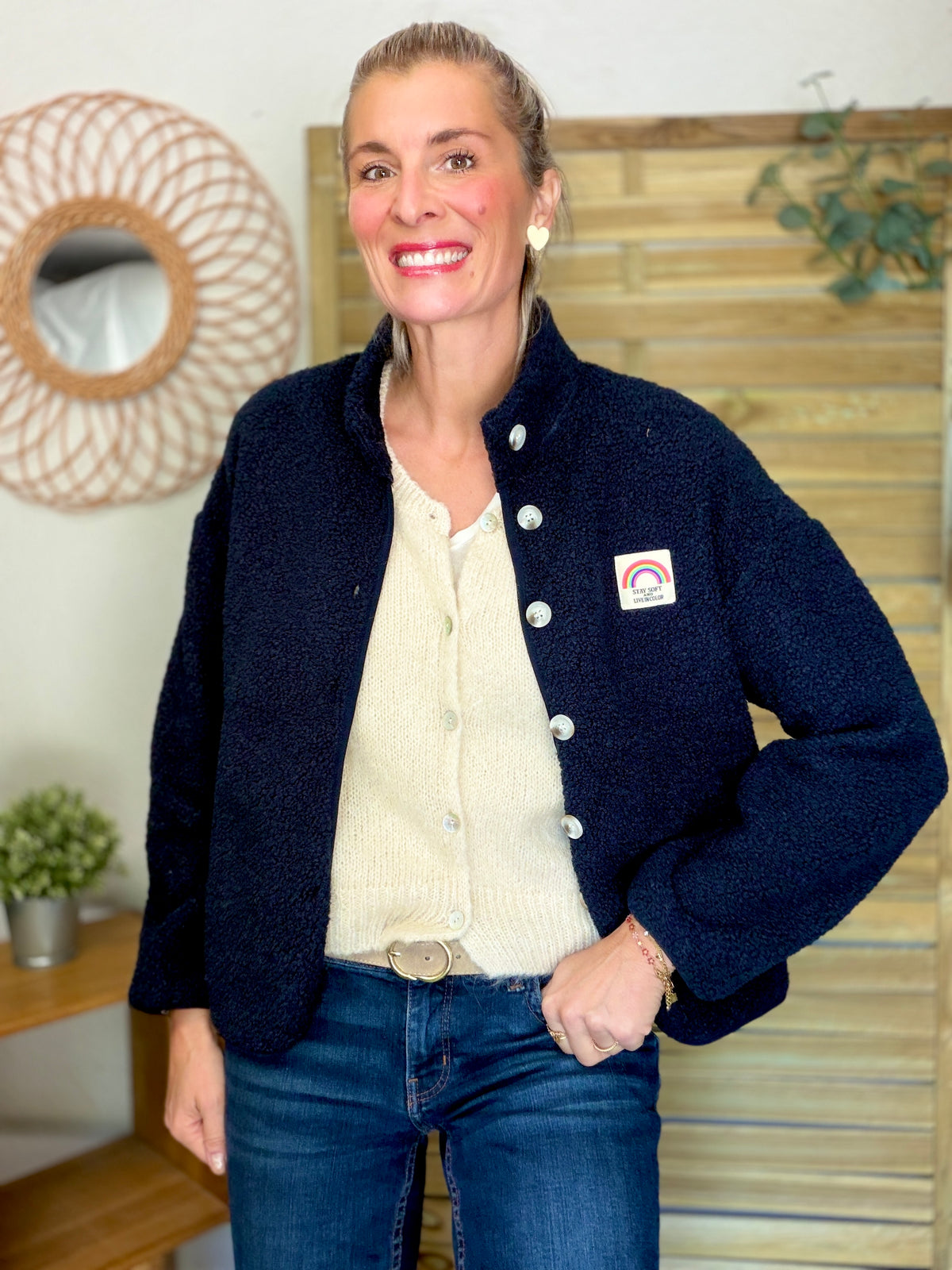 Gilet sans manche en maille laine et mohair AVERY Beige