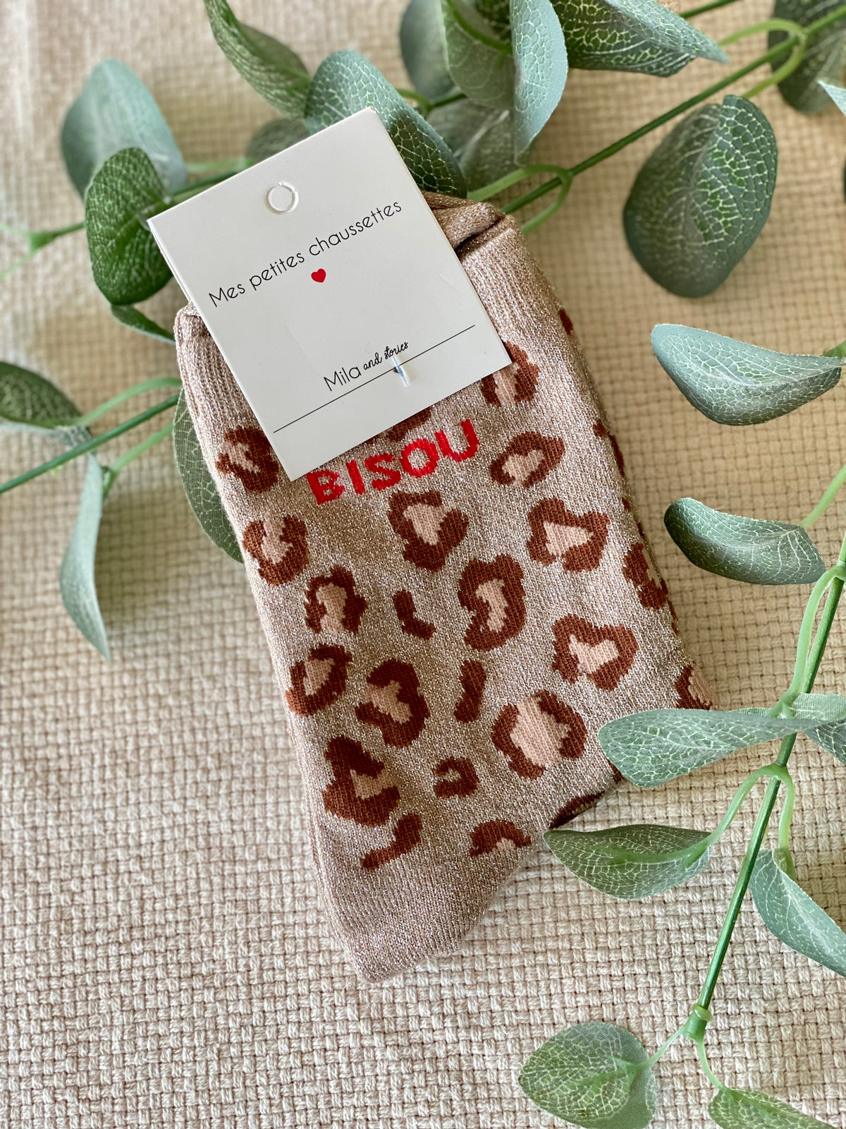 Chaussettes ZORA - Léo taupe 🐆 FIN DE SÉRIE
