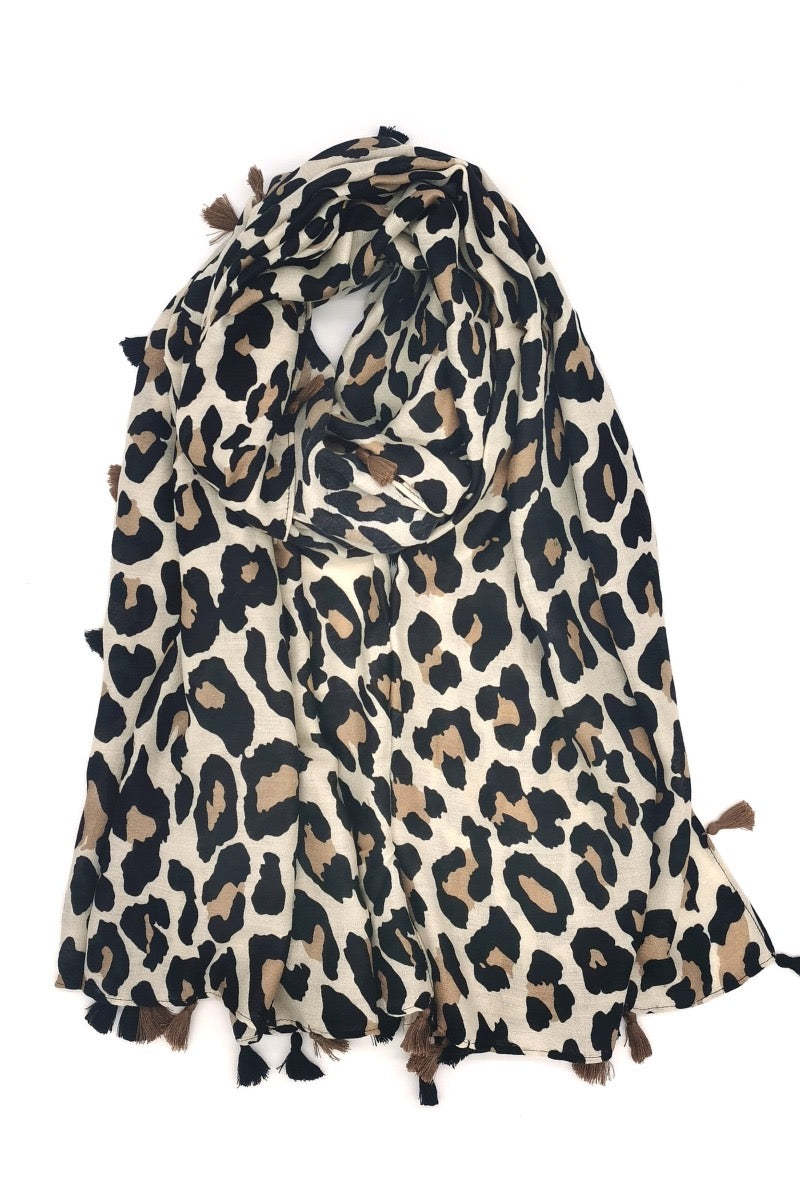 Foulards Léo CLEM - Beige / noir 🐆